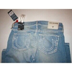 New $329 Womens True Religion Brand Jeans NWT Casey Super T Skinny USA Blue 26
